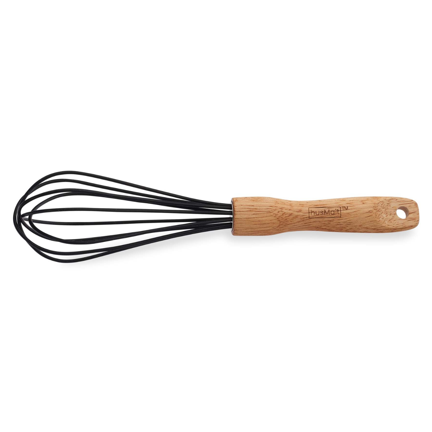 10 in. Silicone Tri-Color Whisk with Wooden Handle